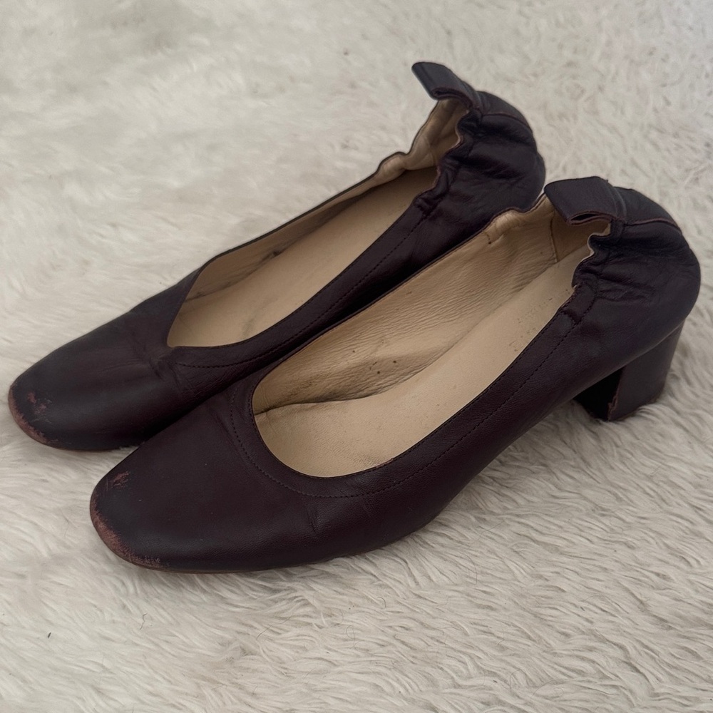 Everlane Italian Leather Day Heel in Maroon, Size 8,